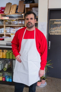 Delantal de tela Blanco Con Bolsillo