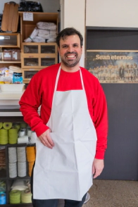 Delantal de tela Blanco Con Bolsillo      